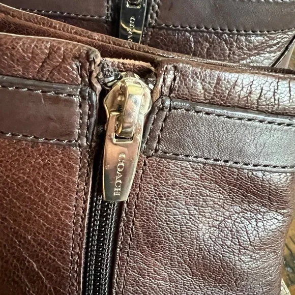 Brown Leather Wedge Ankle Boots Beautiful Brown Coach Booties - Picture 5 of 9